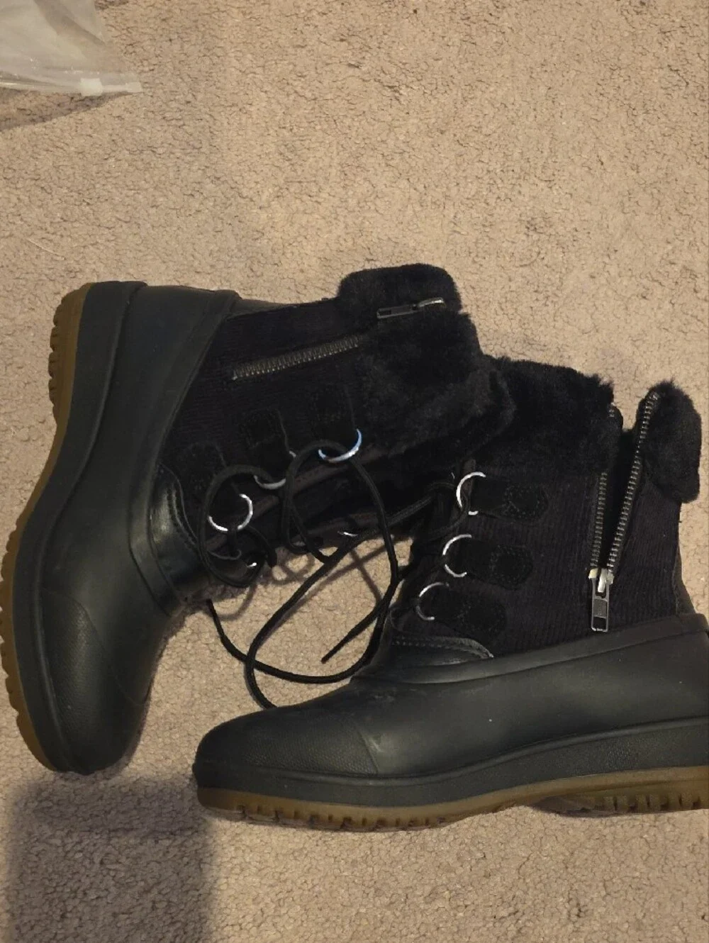 Sperey Black Faux-Fur Lined Women's Winter Boots